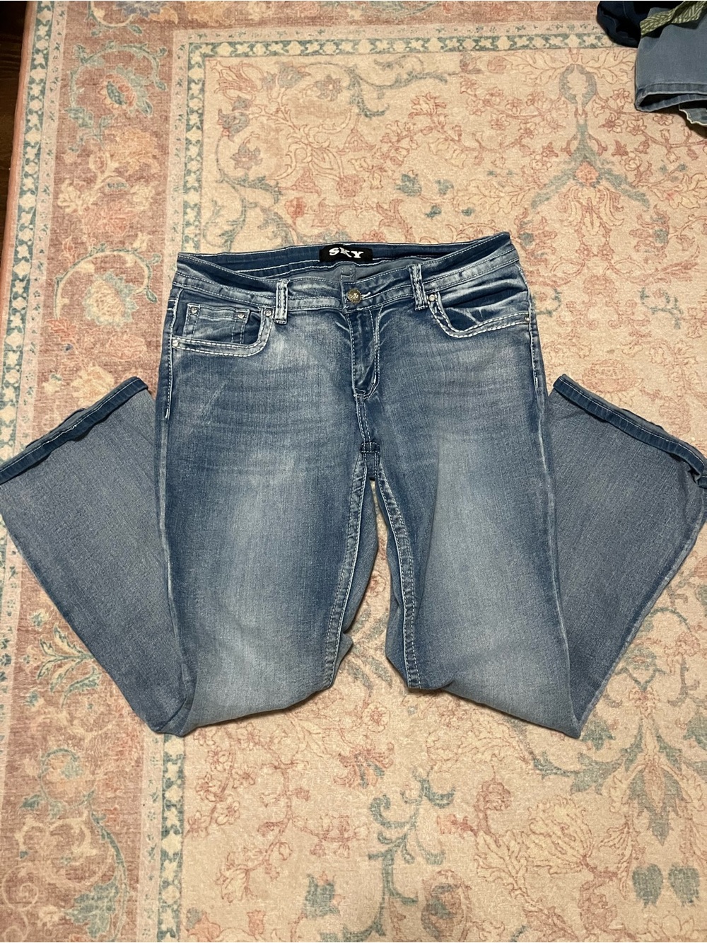 Sky Women's Boot Cut Faded Blue Jeans
